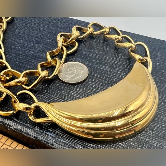 Vintage MONET gold statement collar necklace choker 16” - Picture 6 of 9